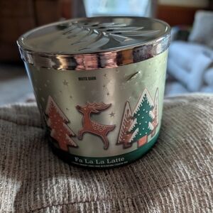 White Barn Fa La La Latte Scented 3-Wick Candle - Green & Rose Gold Accents